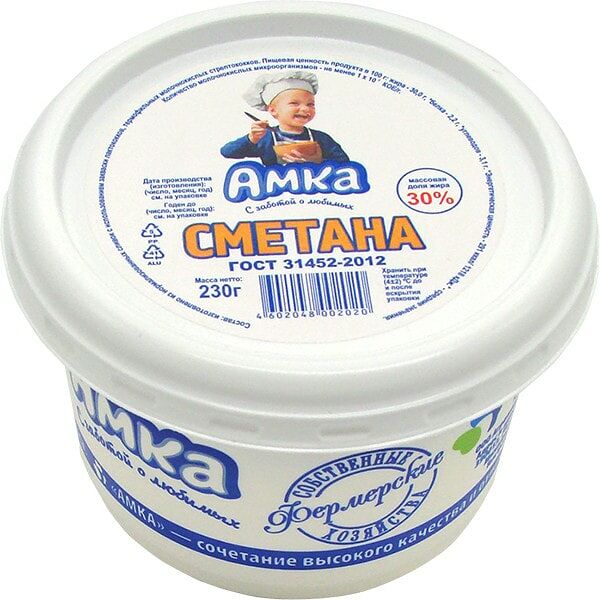 Сметана Амка 30% 230г