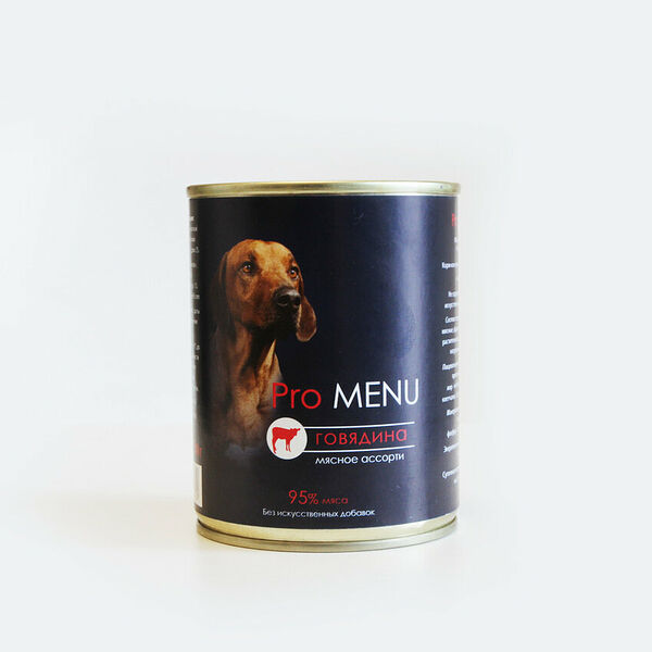 Влажный корм  PRO MENU для собак Мясное ассорти с говядиной 410 г