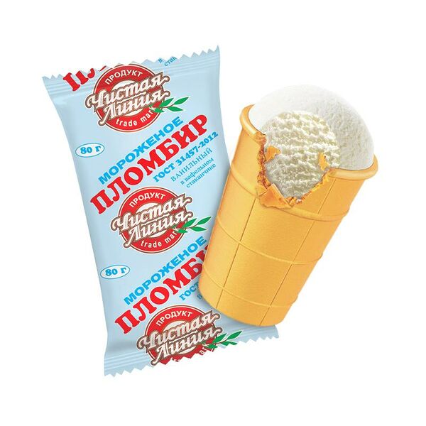 Мороженое пломбир Чистая Линия Ванильный в вафельном стаканчике