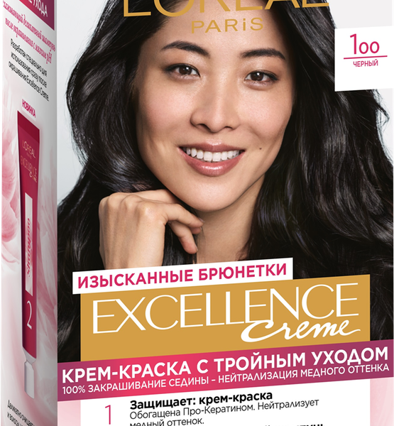 Стойкая крем-краска для волос Excellence, оттенок 1.00 Черный, 192 мл