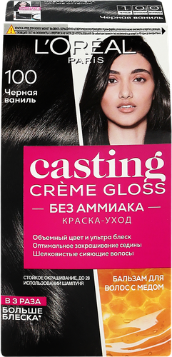 

L'Oreal Paris Стойкая краска-уход для волос "Casting Creme Gloss" без аммиака, оттенок 100, Черная ваниль, 180 мл