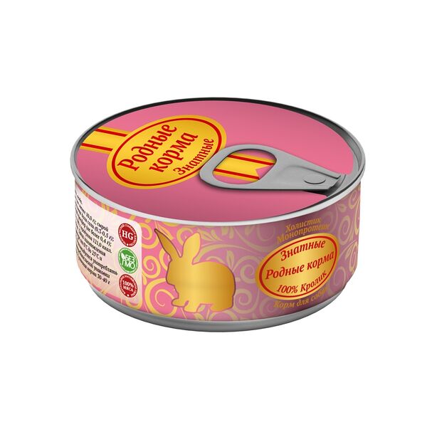 РОДНЫЕ КОРМА для собак консервы 100г Знатные 100% Кролик