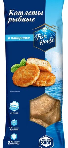 Котлеты рыбные Fish House в панировке замороженные 300г