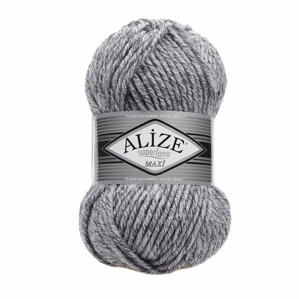 Пряжа ALIZE 'Superlana maxi' 100гр. 100м. (75% акрил, 25%шерсть) ТУ(801 серый жаспе)