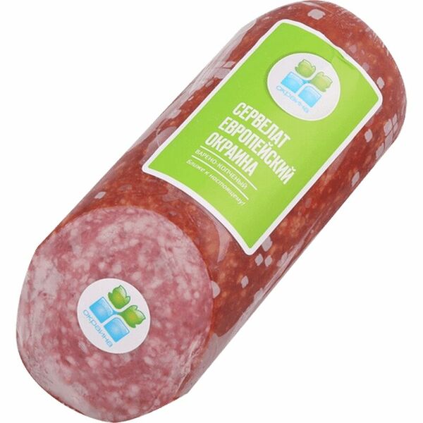 Колбаса варено-копченая Сервелат Европейский ТМ Окраина