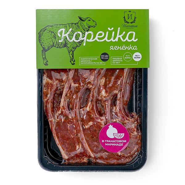 Корейка ягненка на кости Империя в гранатовом маринаде охлажденная 