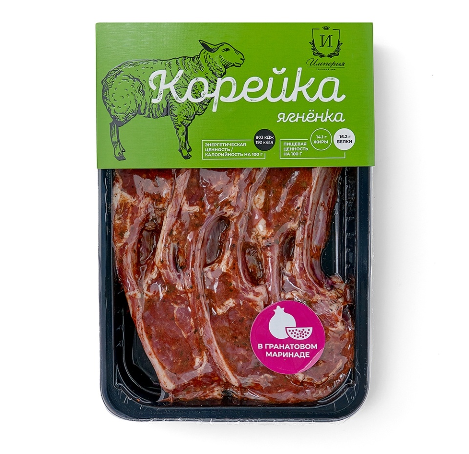 

Корейка ягненка на кости Империя в гранатовом маринаде охлажденная