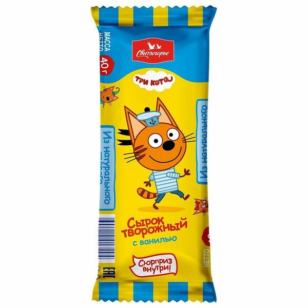 Сырок творожный глазированный Свитлогорье Kids Три кота с ванилью 16%