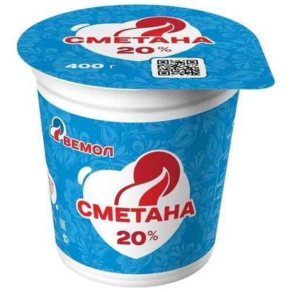 Сметана ВЕМОЛ 20%, без змж