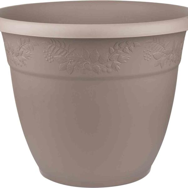 Кашпо с поддоном Рябина, цвет: французский серый 400 мм