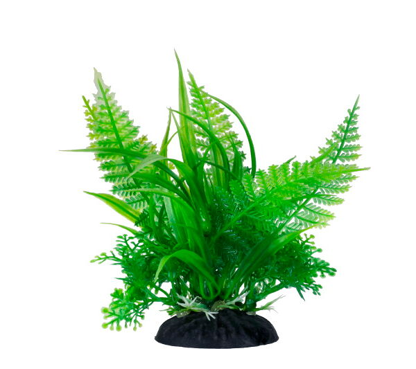 HOMEFISH Нефролепис растение для аквариума пластиковое с грузом 14см