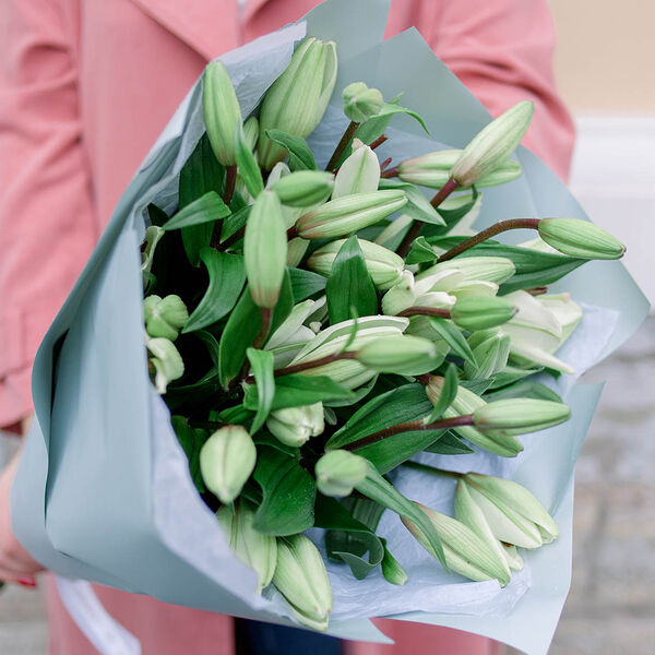 Букет из 7 белых лилий азиатка