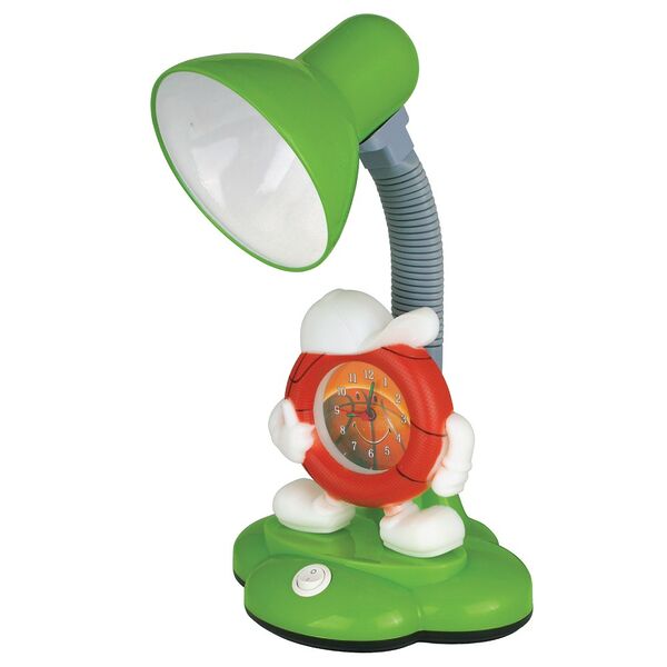 Лампа настольная Camelion Зелёная с часами KD-388