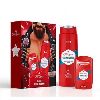 Набор косметический для тела Whitewater мужской: дезодорант-стик 50 мл, гель для душа «3 в 1» 250 мл, Old Spice