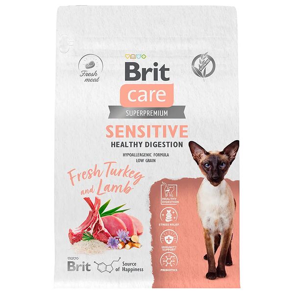 Сухой корм для кошек с чувствительным пищеварением Brit Care Cat Sensitive Healthy Digestion