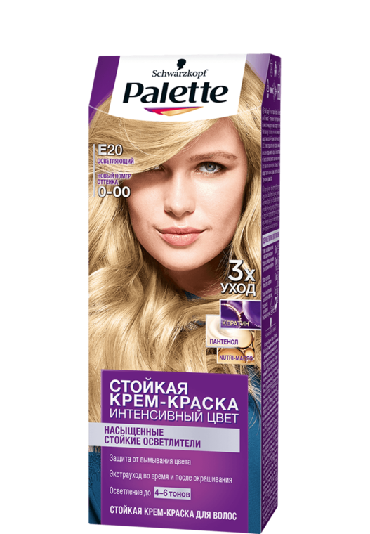 

Крем-краска Palette для волос осветляющий E20 (0–00) Осветляющий 110мл