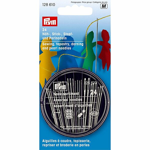 128610 Иглы набор для шитья, вышивки, штопки и бисероплетения в распределительном пенале Prym,шт
