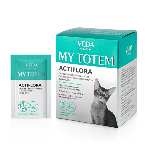Синбиотический комплекс для кошек ВЕДА My Totem Actiflora мультипробиотик и пребиотик 30шт