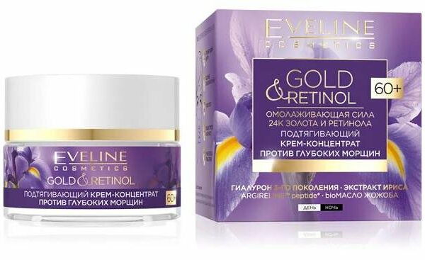 Крем-концентрат для лица Еveline Golg&Retinol подтягивающий против глубоких морщин 60+
