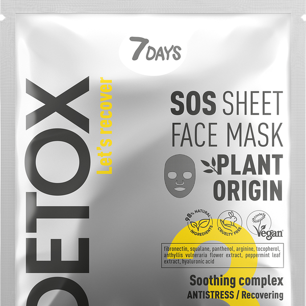 Маска для лица 7DAYS Detox Sos с успокаивающим комплексом 25 г
