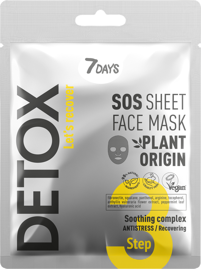 

Маска для лица 7DAYS Detox Sos с успокаивающим комплексом 25 г