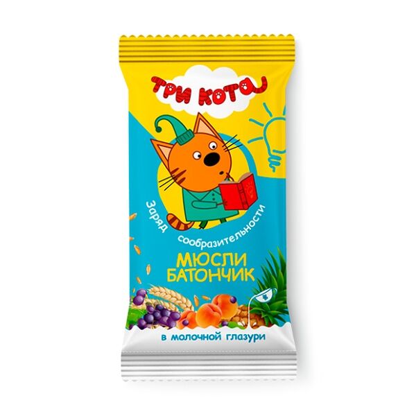 Виталад Три кота Батончик мюсли с абрикос злаки в молочной глазури 40 г