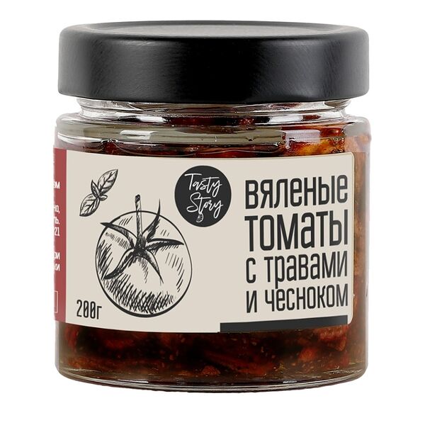 Томаты Tasty Story вяленые в подсолнечном масле с чесноком и прованскими травами 200г, Россия