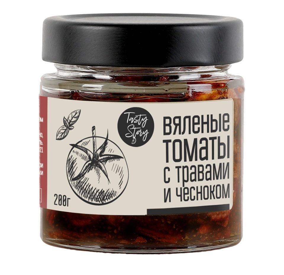 

Томаты Tasty Story вяленые в подсолнечном масле с чесноком и прованскими травами 200г, Россия