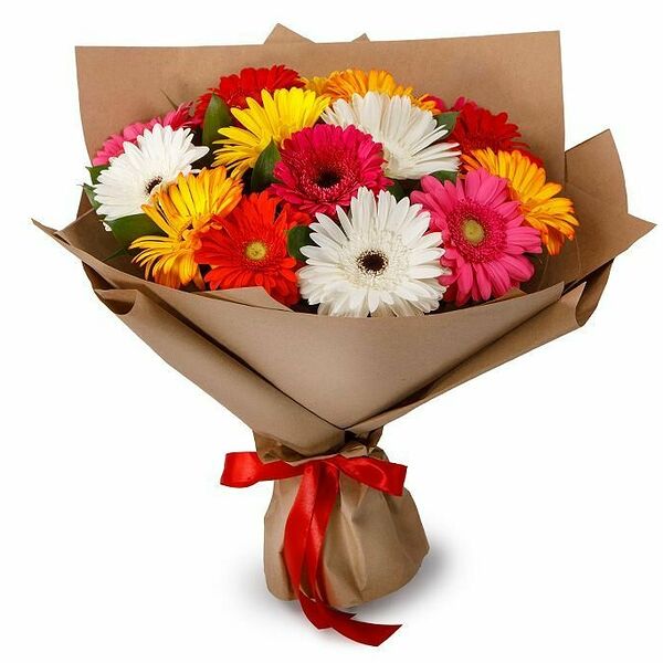 Букет из 15 гербер Раскраска