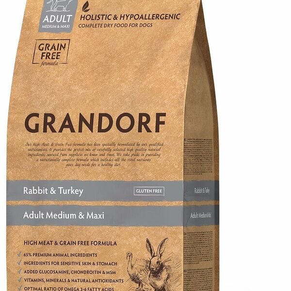 Grandorf Adult Medium/Maxi Кролик/индейка для собак 1 кг