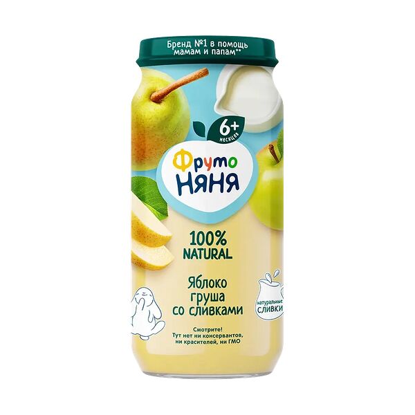 Пюре ФрутоНяня из яблок и груш со сливками и сахаром с 6 месяцев