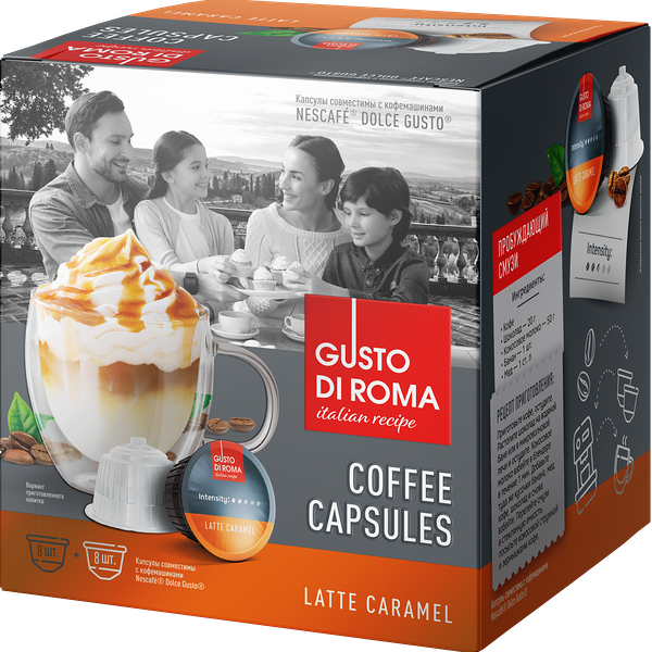 Кофе в капсулах Gusto Di Roma Латте карамель Dolce Gusto 16 шт