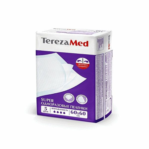 Terezamed Super пеленки одноразовые впитывающие 60 см х 60 см 5 шт