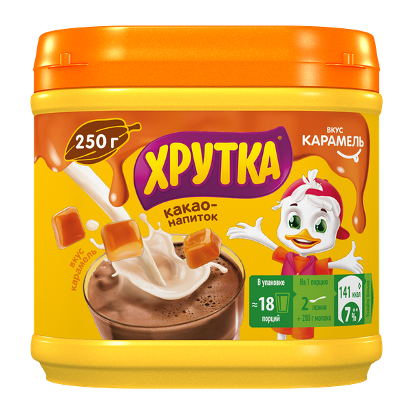 Какао ХРУТКА вкус карамель банка, 250 г