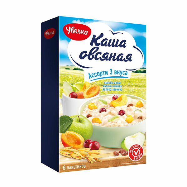 Овсяная каша, Увелка, ассорти, 6 шт. х 35 г