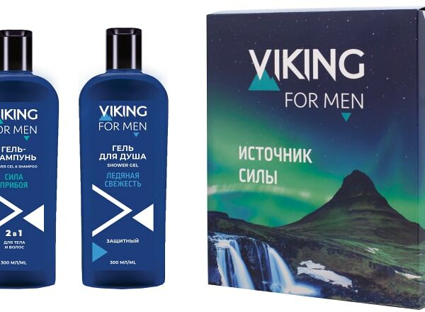 Подарочный набор Viking Источник силы Гель-шампунь для тела и волос + Гель для душа защитный