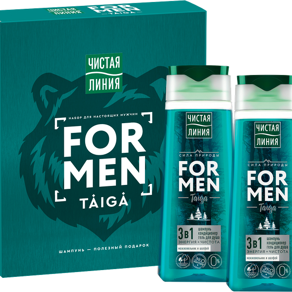 Подарочный набор Чистая линия Романтика тайги Гель для душа 250мл + Шампунь 250мл