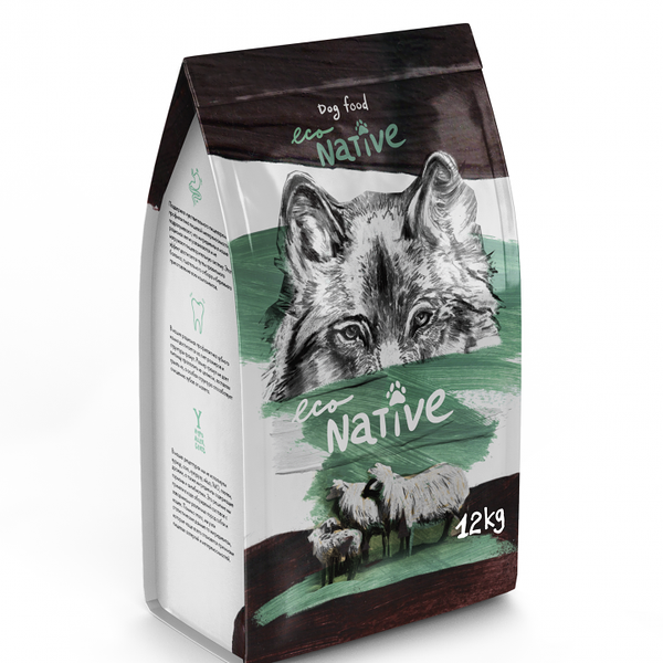Сухой корм для собак средних и крупных пород EcoNative premium с говядиной, 12 кг