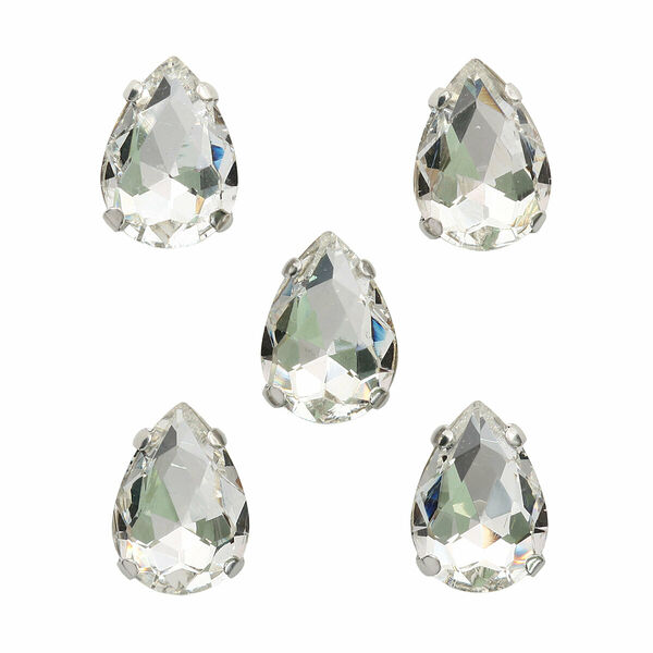 АЦ001НН1014 Хрустальные стразы в цапах формы 'капля', белый 10х14 мм, 5 шт.