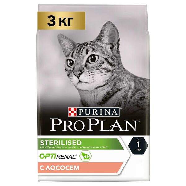 Корм сухой для взрослых кошек PURINA PRO PLAN Adult Лосось, для стерилизованных и кастрированных