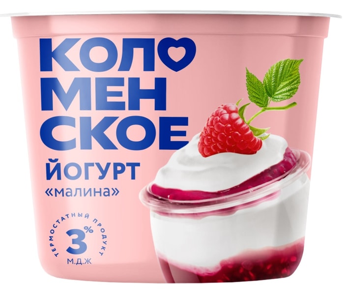 

Йогурт Коломенское малина термостатный 3% 130 г