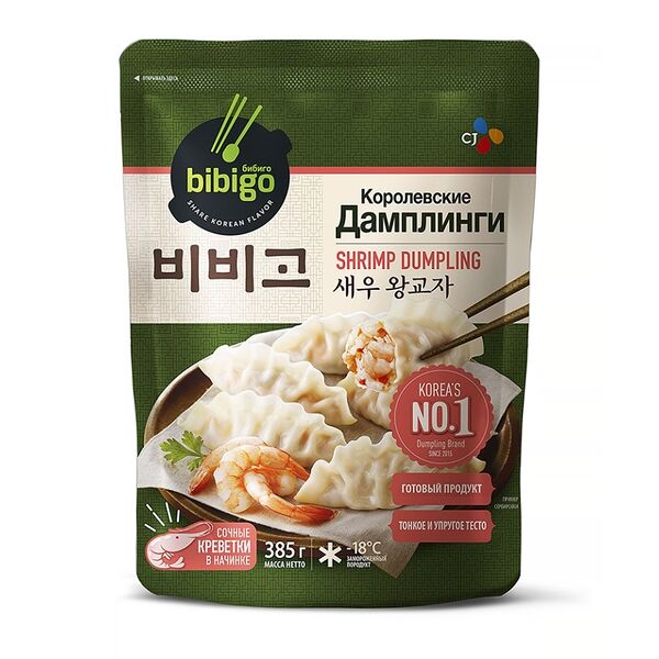 Дамплинги Bibigo королевские с креветками, 385г