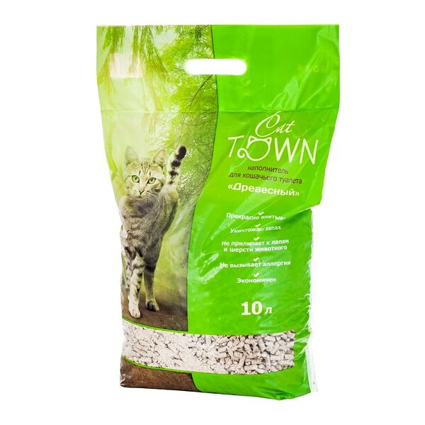 Наполнитель Cat Town древесный для кошек 10 л