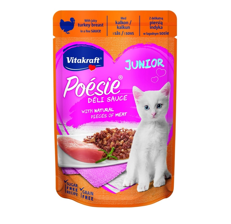 

Корм для котят Vitakraft Poesie Junior до года индейка соус 85 г