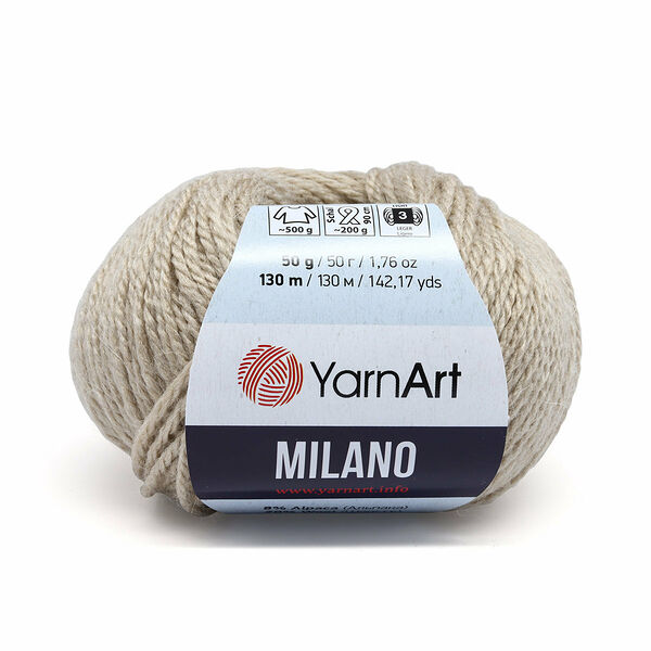 Пряжа YarnArt 'Milano' 50гр 130м (8% альпака, 20% шерсть, 8% вискоза, 64% акрил)(854 светло-бежевый),шт