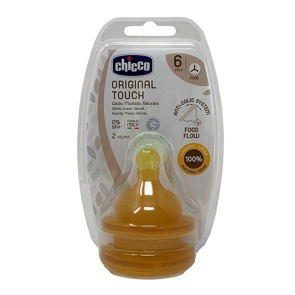 Соска Original Touch, 6 мес+, латексная, для густой пищи  (уп. 2 шт.), 340728701 CHICCO имп. ARTSANA S.p.A.,Via Saldarini Catelli 1, 22070 Grandate, Como, Италия (завод Китай) ; Импортер/Органи10