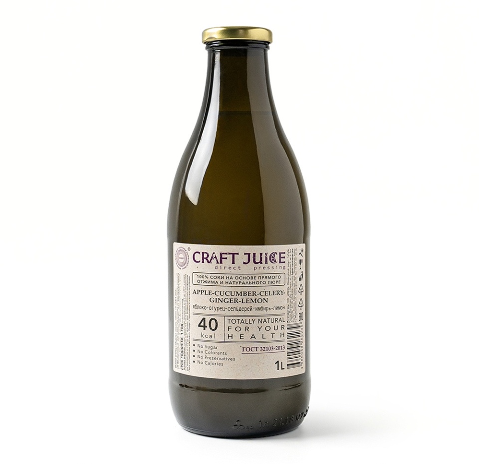 

Сок Craft Juice яблоко, огурец, сельдерей, имбирь и лимон 1 л