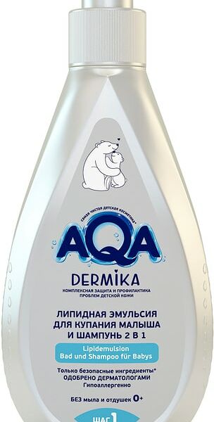Эмульсия Aqa Dermika Липидная для купания малыша и шампунь 2в1 250мл
