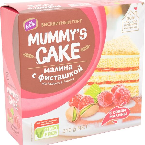 Торт Konti Mummys cake со вкусом Малина с фисташкой 310г