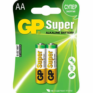 GP Super Alkaline Батарейка AA, 2 шт. Элемент питания 56019